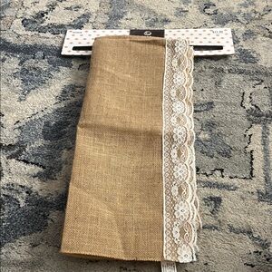 Wedding Hobby Lobby Burlap Table Runner with Lace Trim - Brown and White